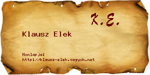 Klausz Elek névjegykártya